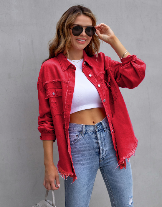 Fenja - Zerrissene Denimjacke In Übergröße