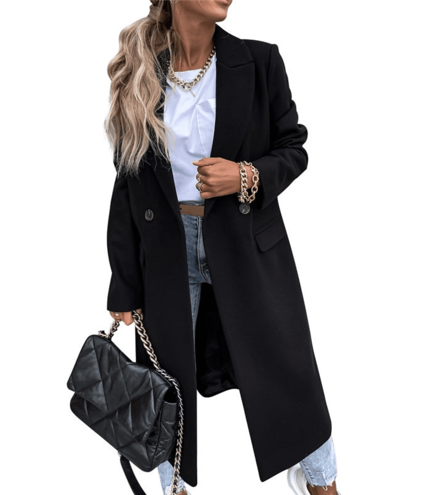 Felicity - Lockerer Wollmantel mit Taschen und Knöpfen