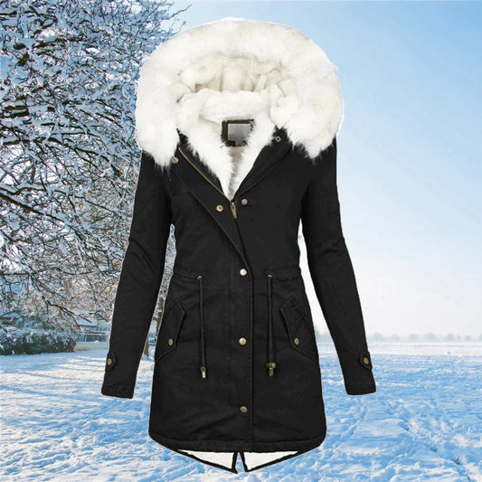 Julia - Der neue Parka Jacke mit Kapuze und Fellfutter in Übergröße