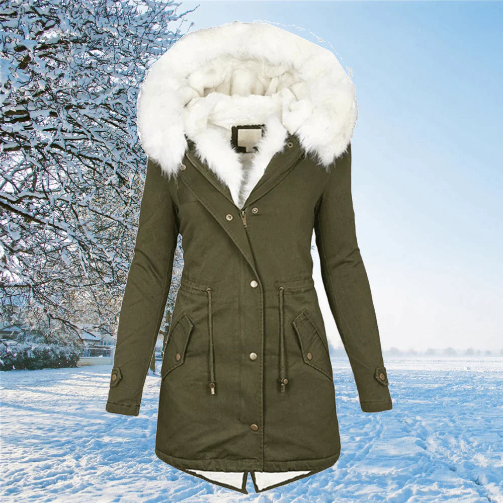 Julia - Der neue Parka Jacke mit Kapuze und Fellfutter in Übergröße