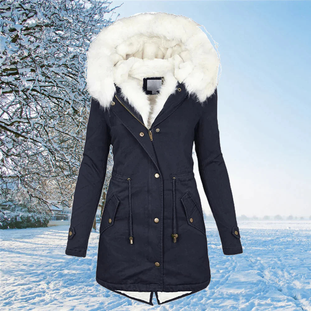 Julia - Der neue Parka Jacke mit Kapuze und Fellfutter in Übergröße