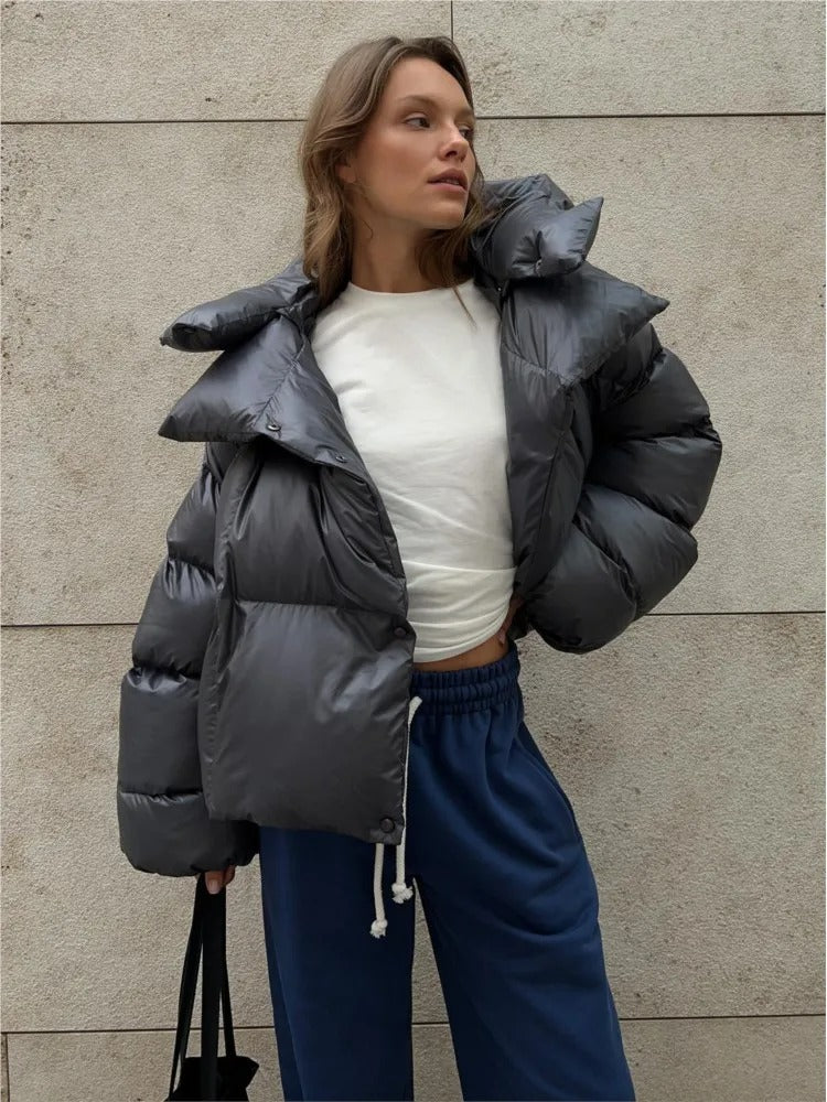Sloane - Frauen Mode mit Kapuze Baumwolle gepolstert kurze Jacke
