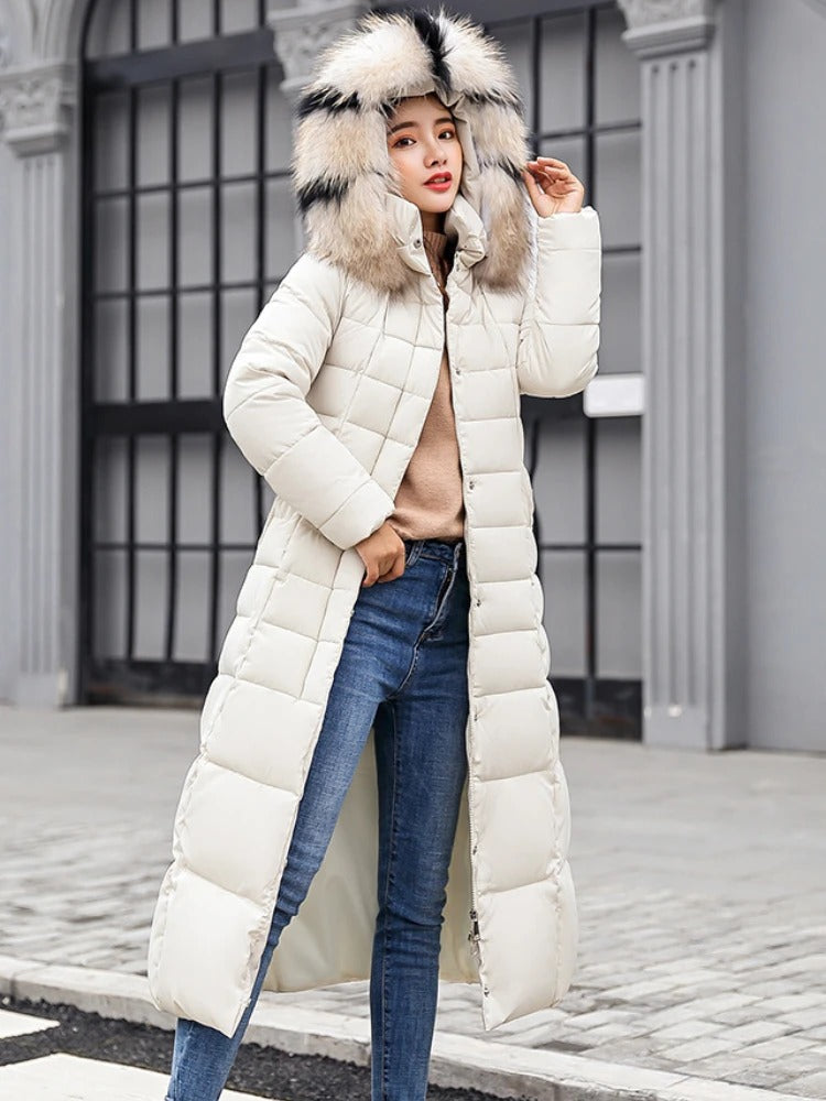 Julia - Langer warmer Wintermantel mit Gürtel für Damen