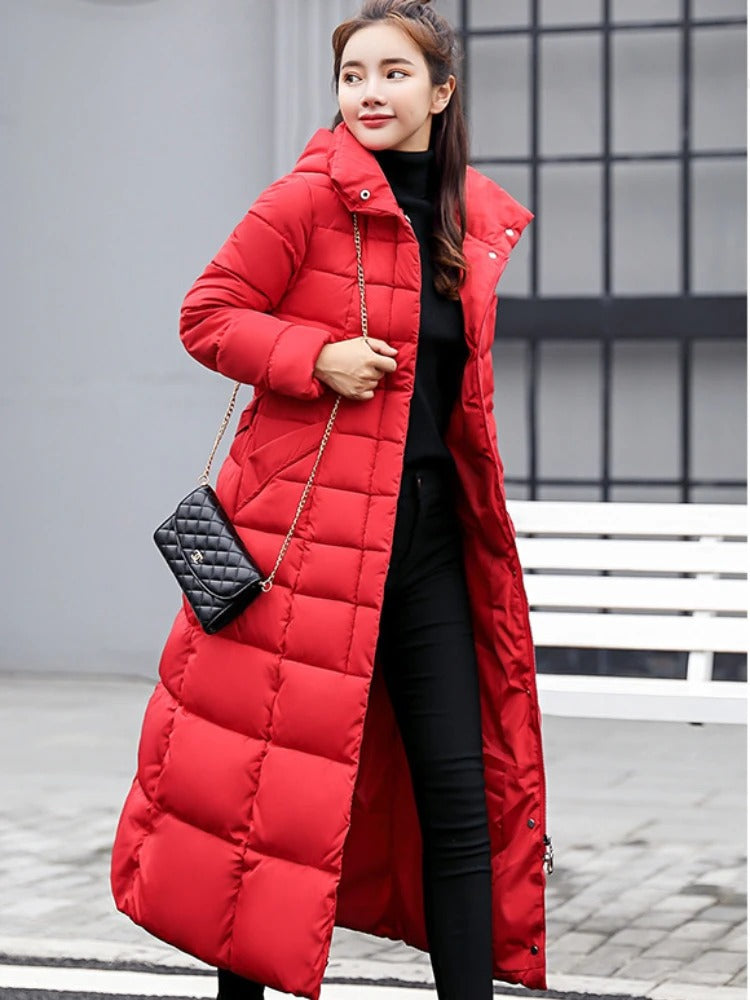 Julia - Langer warmer Wintermantel mit Gürtel für Damen