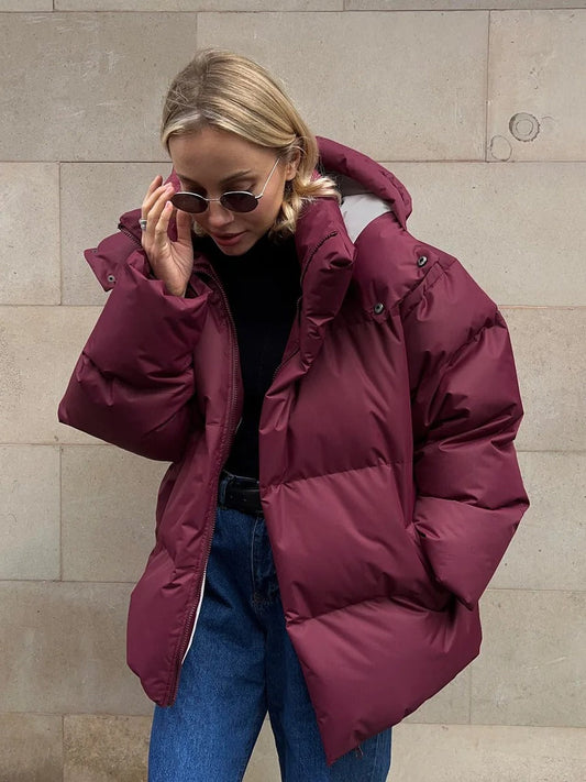 Sloane - Frauen Mode mit Kapuze Baumwolle gepolstert kurze Jacke